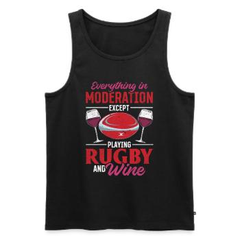 Everything in moderation except playing Rugby and - Männer Premium Bio Tank Top - Schwarz - Vorne - Michal (187cm)