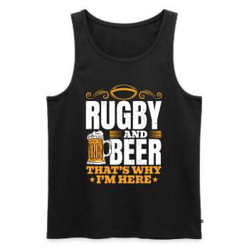 Le rugby et la bière, c’est pour ça que je suis là - Citation de Rugby - Débardeur bio Premium Homme - noir - Devant - Michal (187cm)