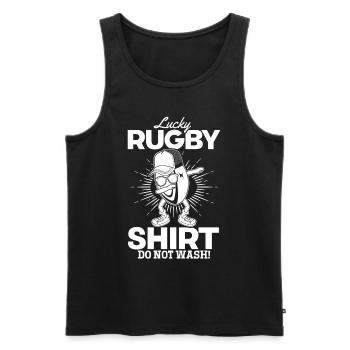 Lucky Rugby Shirt Do not wash - Funny Rugby Saying - Männer Premium Bio Tank Top - Schwarz - Vorne - Michal (187cm)