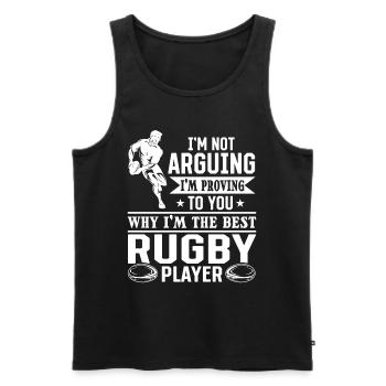 I'm proving to you why I'm the best Rugby player - Männer Premium Bio Tank Top - Schwarz - Vorne - Michal (187cm)