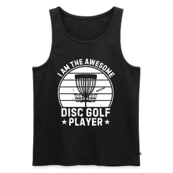 Disc Golf Je suis le super joueur de disc golf - Débardeur bio Premium Homme - noir - Devant - Michal (187cm)