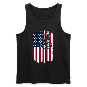Disc Golf Drapeau des États-Unis Drapeau Panier à disques Drapeau des États-Unis Disque Go - Débardeur bio Premium Homme - noir - Devant - Michal (187cm)