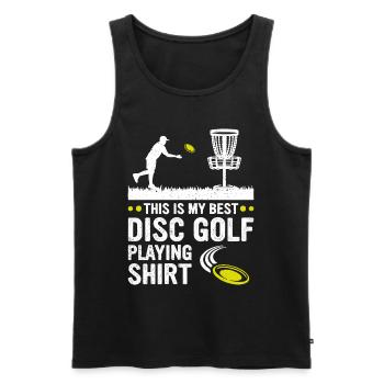 This is my best disc golf playing shirt Disc Golfi - Men's Premium Organic Tank Top - black - Front - Michal (187cm)