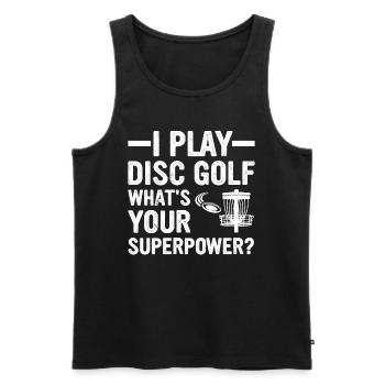 Je joue au disc golf, quel est votre superpouvoir - Disc Gol - Débardeur bio Premium Homme - noir - Devant - Michal (187cm)