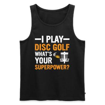 Je joue au disc golf, quel est votre superpouvoir - Disc Gol - Débardeur bio Premium Homme - noir - Devant - Michal (187cm)