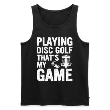 Jouer au disc golf, c’est mon jeu - Disc Golf Playe - Débardeur bio Premium Homme - noir - Devant - Michal (187cm)