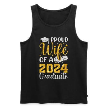 Fière épouse d’un étudiant diplômé de l’université 2024 - Débardeur bio Premium Homme - noir - Devant - AI Model Male 178 light (178cm)