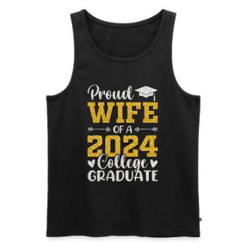 Fière épouse d’un étudiant diplômé de l’université 2024 - Débardeur bio Premium Homme - noir - Devant - AI Model Male 178 light (178cm)