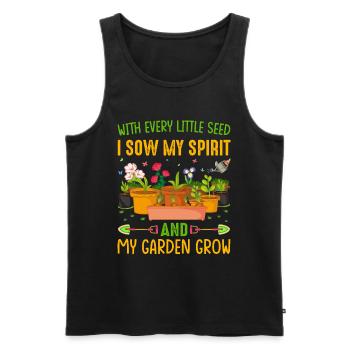 Jardiner avec chaque graine, je voyais mon - Débardeur bio Premium Homme - noir - Devant - Michal (187cm)