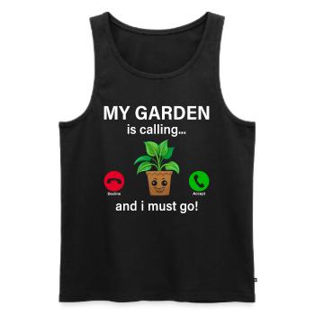 Mon jardin m’appelle et je dois y aller - Hobby Gardeni - Débardeur bio Premium Homme - noir - Devant - Michal (187cm)