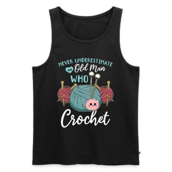 Crochet - Ne sous-estimez jamais un vieil homme qui croque - Débardeur bio Premium Homme - noir - Devant - Michal (187cm)