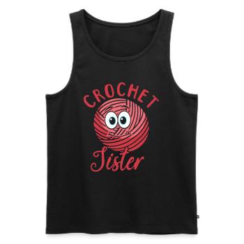 Crochet Crocheting Sister Crochet Sister - Männer Premium Bio Tank Top - Schwarz - Vorne - AI Model Male 178 light (178cm)