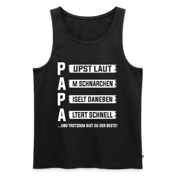 Idées amusantes pour la fête des pères Papa Fête des pères amusante - Débardeur bio Premium Homme - noir - Devant - Michal (187cm)