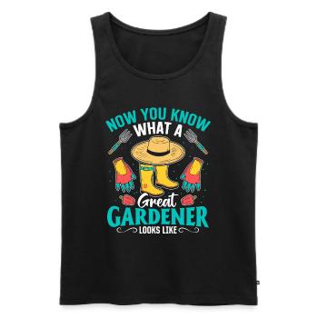Gardener - Now you know what a great gardener look - Männer Premium Bio Tank Top - Schwarz - Vorne - Michal (187cm)