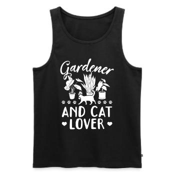 Jardinage Hobby Jardinier et amoureux des chats - Débardeur bio Premium Homme - noir - Devant - Michal (187cm)