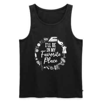 I'll be in my favorite place - Funny Sewing Ideas - Männer Premium Bio Tank Top - Schwarz - Vorne - Michal (187cm)