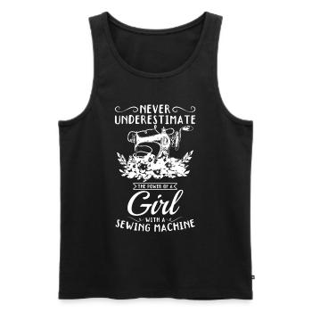 A girl with a sewing machine - Seamstress Sewing G - Männer Premium Bio Tank Top - Schwarz - Vorne - Michal (187cm)