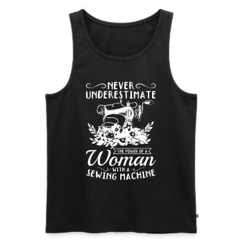 A Woman with a sewing machine - Seamstress Sewing - Männer Premium Bio Tank Top - Schwarz - Vorne - Michal (187cm)