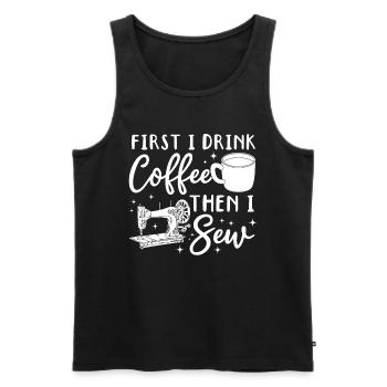 D’abord je bois du café puis je couds - Funny Sewing Lov - Débardeur bio Premium Homme - noir - Devant - AI Model Male 178 light (178cm)