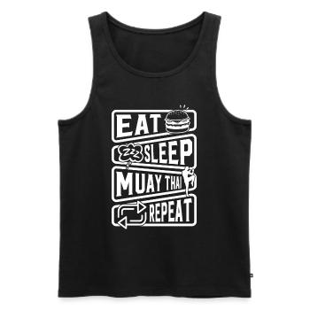 Eat Sleep Muay Thai Repeat - Funny Muay Thai - Männer Premium Bio Tank Top - Schwarz - Vorne - Michal (187cm)