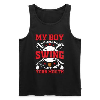 Baseball Mon garçon ne frappe pas toujours, moi - Débardeur bio Premium Homme - noir - Devant - Michal (187cm)