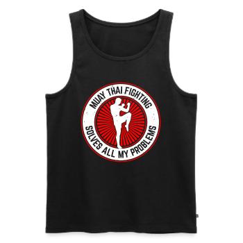 Les combats de Muay Thai résolvent tous mes problèmes - Drôle - Débardeur bio Premium Homme - noir - Devant - Michal (187cm)