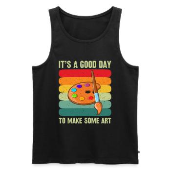 Artists - A good day to make art - Men's Premium Organic Tank Top - black - Front - Michal (187cm)