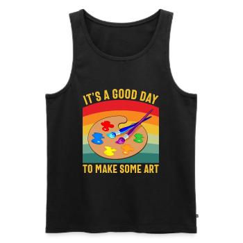Artists - A good day to make art - Men's Premium Organic Tank Top - black - Front - Michal (187cm)