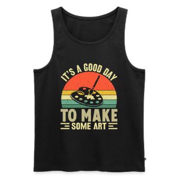 Artists - A good day to make art - Men's Premium Organic Tank Top - black - Front - Michal (187cm)