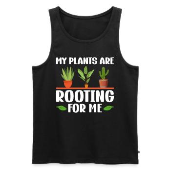 MES PLANTES M’ENCOURAGENT - Débardeur bio Premium Homme - noir - Devant - Michal (187cm)