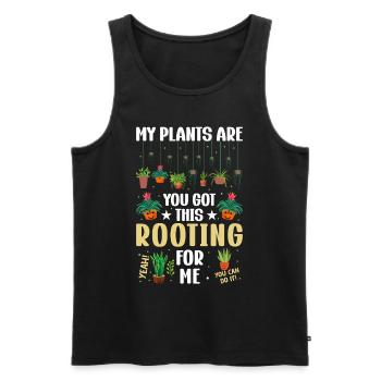 MY PLANTS ARE ROOTING FOR ME - Männer Premium Bio Tank Top - Schwarz - Vorne - Michal (187cm)