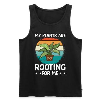 MY PLANTS ARE ROOTING FOR ME - Männer Premium Bio Tank Top - Schwarz - Vorne - Michal (187cm)