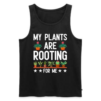 MY PLANTS ARE ROOTING FOR ME - Männer Premium Bio Tank Top - Schwarz - Vorne - Michal (187cm)