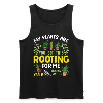 MY PLANTS ARE ROOTING FOR ME - Männer Premium Bio Tank Top - Schwarz - Vorne - Michal (187cm)