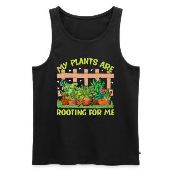 MY PLANTS ARE ROOTING FOR ME - Männer Premium Bio Tank Top - Schwarz - Vorne - Michal (187cm)