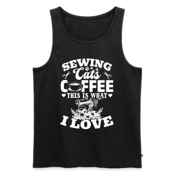 Sewing Cats Coffee This Is What I Love - Seamstres - Men's Premium Organic Tank Top - black - Front - Michal (187cm)
