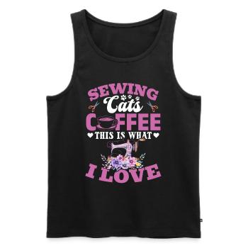 Sewing Cats Coffee This Is What I Love - Sewing Se - Men's Premium Organic Tank Top - black - Front - AI Model Male 178 light (178cm)