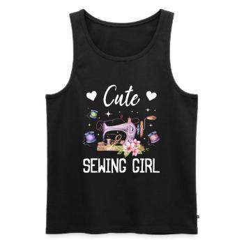 Cute sewing girl - Seamstress Sewing Girl Sewing L - Men's Premium Organic Tank Top - black - Front - AI Model Male 178 light (178cm)