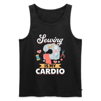 Sewing is my cardio - Funny Sewing Ideas Seamstres - Männer Premium Bio Tank Top - Schwarz - Vorne - Michal (187cm)