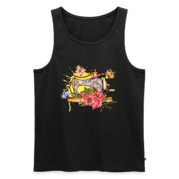 Seamstress Sewing Lover Sewing Machine - Männer Premium Bio Tank Top - Schwarz - Vorne - Michal (187cm)