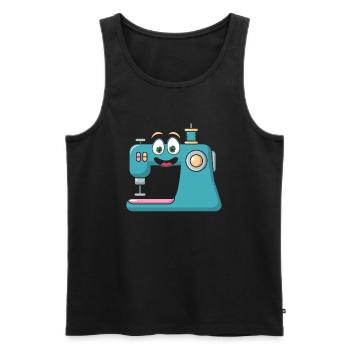 Funny Sewing Male sewing machine - Männer Premium Bio Tank Top - Schwarz - Vorne - Michal (187cm)