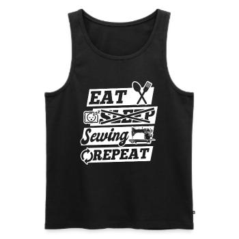 Eat Sleep Sewing Repeat - Sewing Lover Seamstress - Männer Premium Bio Tank Top - Schwarz - Vorne - Michal (187cm)