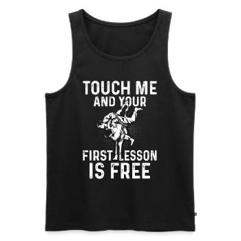 Jiu Jitsu drôle - Touche-moi et ta première leçon i - Débardeur bio Premium Homme - noir - Devant - Michal (187cm)