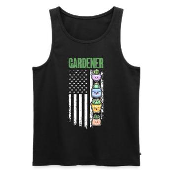 Gardener US Flag - Hobby Gardener - Männer Premium Bio Tank Top - Schwarz - Vorne - AI Model Male 178 light (178cm)