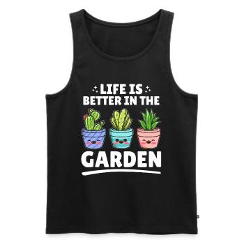 Life is better in the garden - Funny Gardening - Men's Premium Organic Tank Top - black - Front - Michal (187cm)