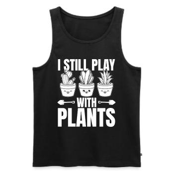 Je joue toujours avec les plantes - Funny Plants Funny Gard - Débardeur bio Premium Homme - noir - Devant - AI Model Male 178 light (178cm)