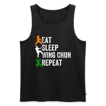 Manger Dormir Wing Chun Répéter - Wing Chun Drôle - Débardeur bio Premium Homme - noir - Devant - AI Model Male 178 light (178cm)