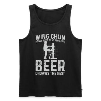 Wing Chun solves most of my problems, beer drowns - Men's Premium Organic Tank Top - black - Front - Michal (187cm)
