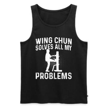 Le Wing Chun résout tous mes problèmes - Wing Chun Fight - Débardeur bio Premium Homme - noir - Devant - AI Model Male 178 light (178cm)