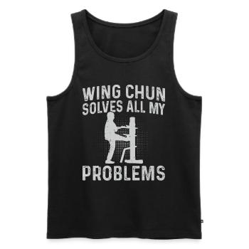 Le Wing Chun résout tous mes problèmes - Wing Chun Marti - Débardeur bio Premium Homme - noir - Devant - AI Model Male 178 light (178cm)